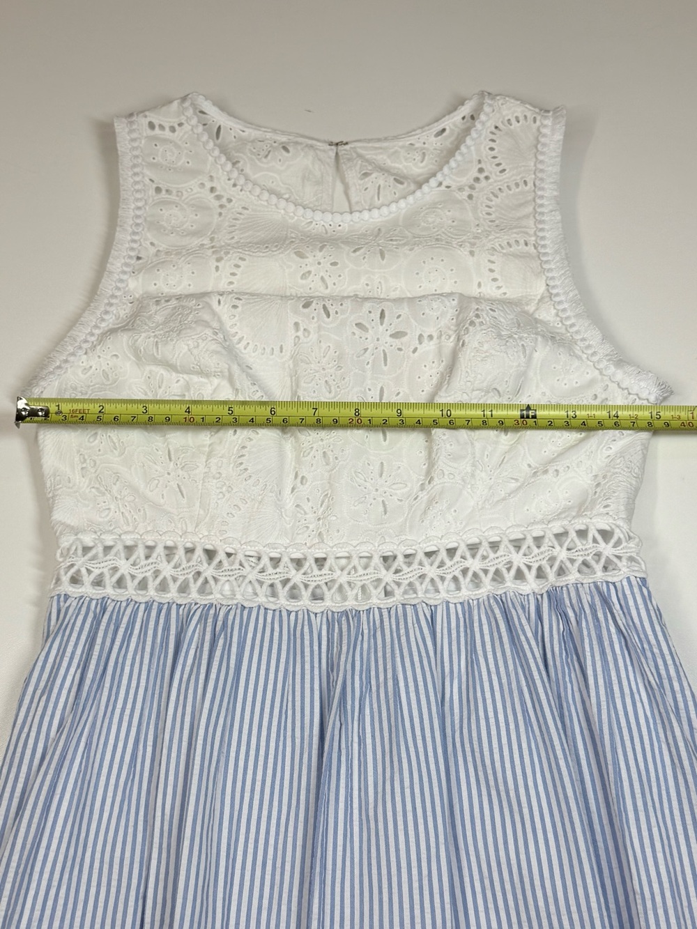 Lilly Pulitzer Seersucker Stripe Eyelet Fit & Flare Dress Size 2 - Picture 9 of 16